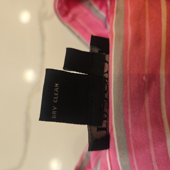 100% Silk Striped Button Down Shirt Pink Yellow Size Medium Womens - Picture 8 of 8